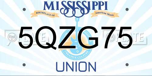 5QZG75 Mississippi License Plate