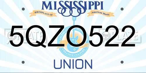 5QZO522 Mississippi License Plate