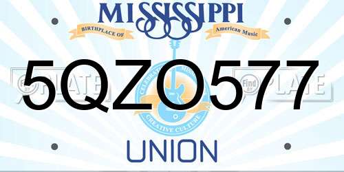 5QZO577 Mississippi License Plate