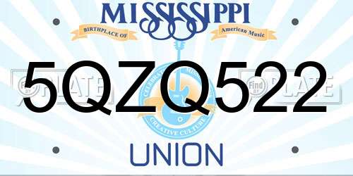 5QZQ522 Mississippi License Plate