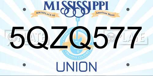 5QZQ577 Mississippi License Plate
