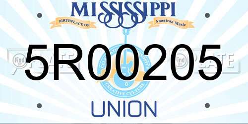 5R00205 Mississippi License Plate