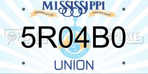 5R04B0 Mississippi License Plate