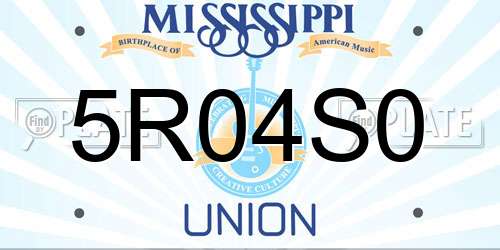 5R04S0 Mississippi License Plate