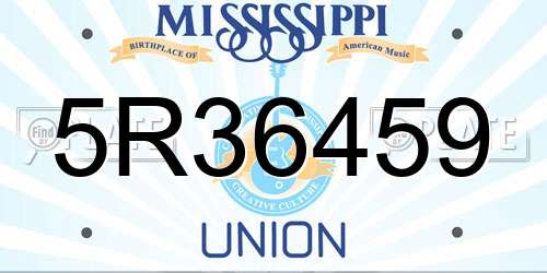 5R36459 Mississippi License Plate