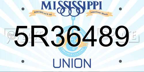 5R36489 Mississippi License Plate