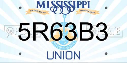 5R63B3 Mississippi License Plate