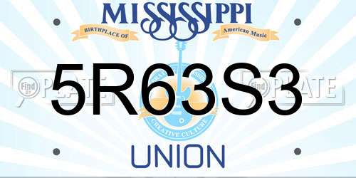 5R63S3 Mississippi License Plate