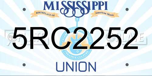 5RC2252 Mississippi License Plate