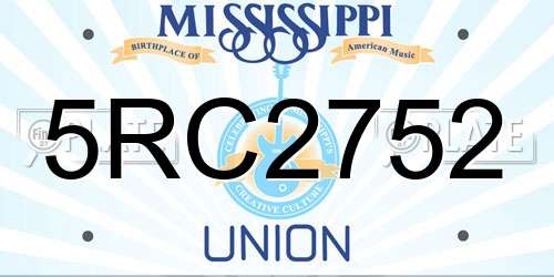 5RC2752 Mississippi License Plate