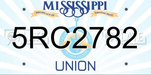 5RC2782 Mississippi License Plate