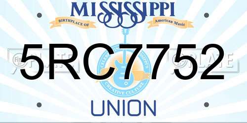 5RC7752 Mississippi License Plate