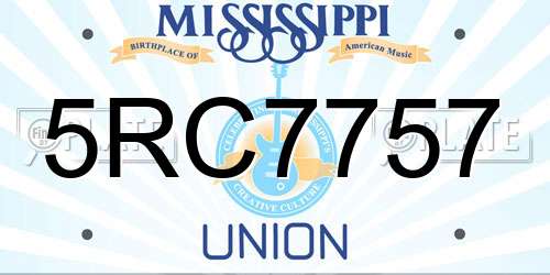 5RC7757 Mississippi License Plate