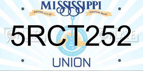 5RCT252 Mississippi License Plate