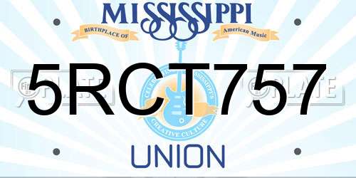 5RCT757 Mississippi License Plate