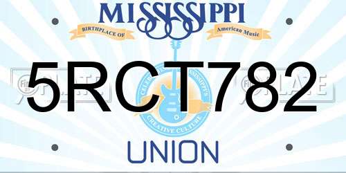 5RCT782 Mississippi License Plate