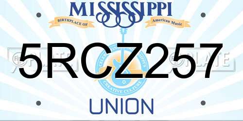 5RCZ257 Mississippi License Plate