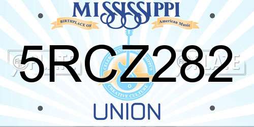 5RCZ282 Mississippi License Plate