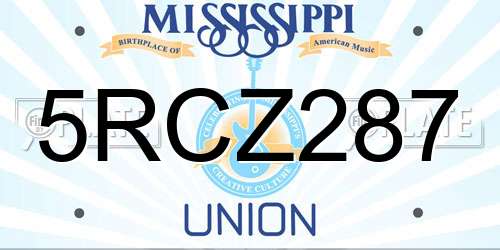 5RCZ287 Mississippi License Plate
