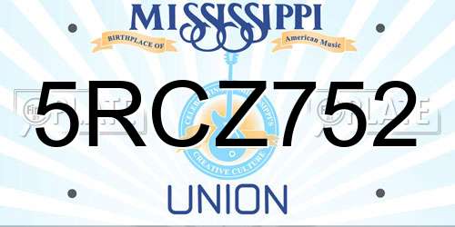 5RCZ752 Mississippi License Plate