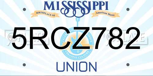 5RCZ782 Mississippi License Plate