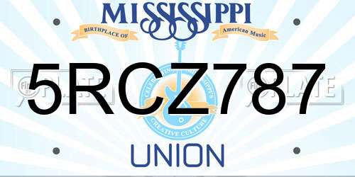 5RCZ787 Mississippi License Plate