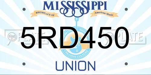 5RD450 Mississippi License Plate
