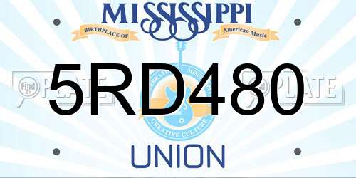 5RD480 Mississippi License Plate