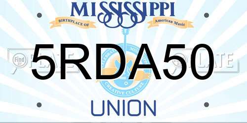 5RDA50 Mississippi License Plate