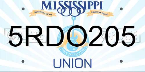 5RDO205 Mississippi License Plate