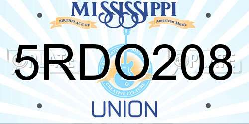 5RDO208 Mississippi License Plate