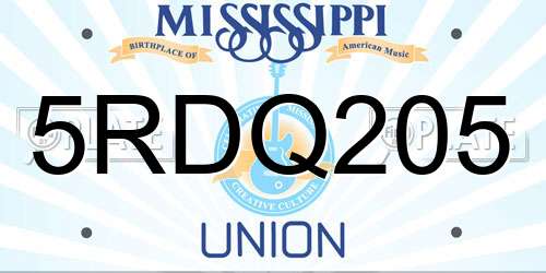 5RDQ205 Mississippi License Plate