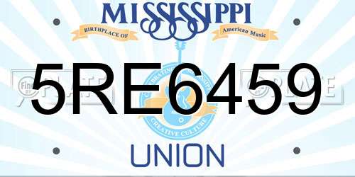 5RE6459 Mississippi License Plate