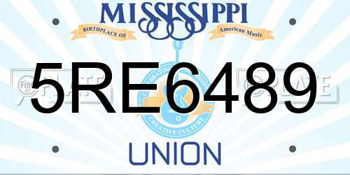 5RE6489 Mississippi License Plate