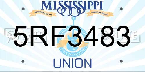 5RF3483 Mississippi License Plate