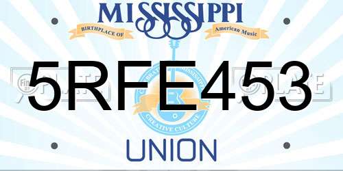 5RFE453 Mississippi License Plate
