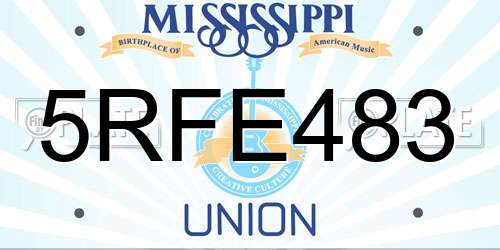 5RFE483 Mississippi License Plate