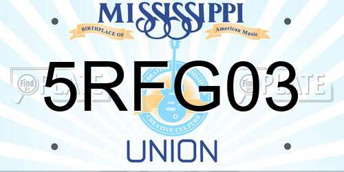 5RFG03 Mississippi License Plate
