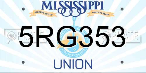 5RG353 Mississippi License Plate