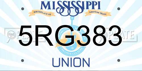 5RG383 Mississippi License Plate