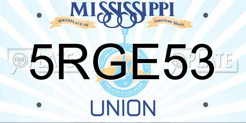 5RGE53 Mississippi License Plate