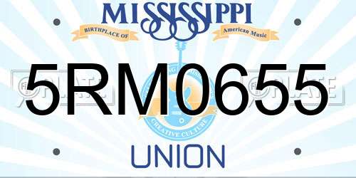 5RM0655 Mississippi License Plate