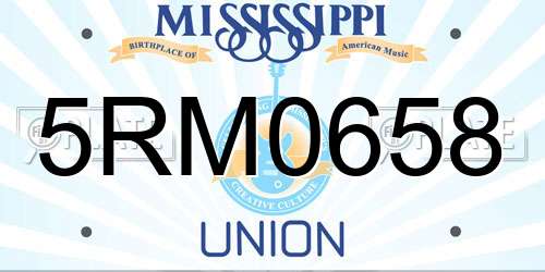 5RM0658 Mississippi License Plate