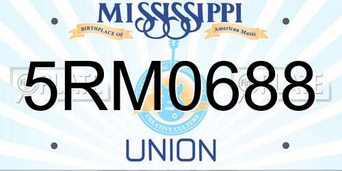 5RM0688 Mississippi License Plate
