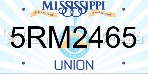 5RM2465 Mississippi License Plate