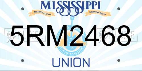 5RM2468 Mississippi License Plate