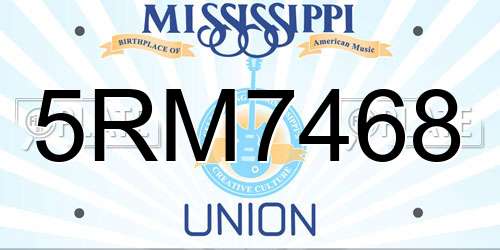 5RM7468 Mississippi License Plate