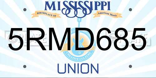 5RMD685 Mississippi License Plate