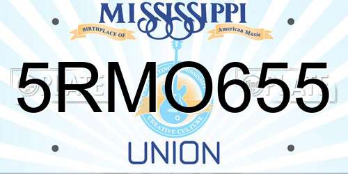 5RMO655 Mississippi License Plate