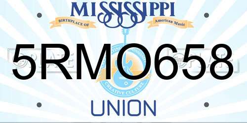 5RMO658 Mississippi License Plate
